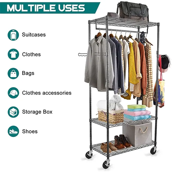 Adjustable metal clothing wardrobe storage rack