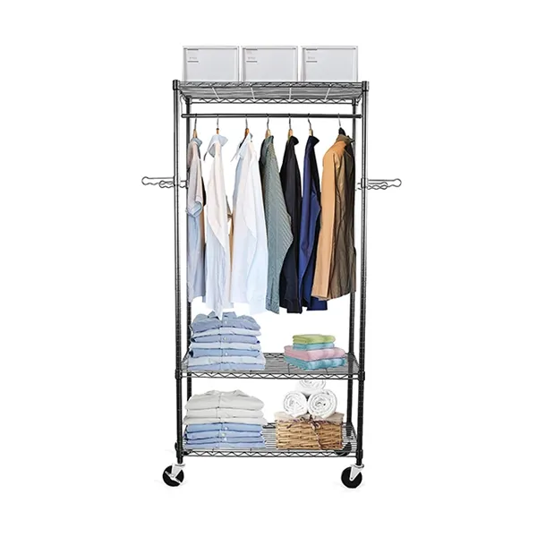 Adjustable metal clothing wardrobe storage rack